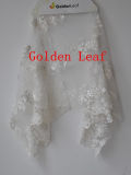 Mixed Embroidery Special Embroidery for 3mm Spangle Pure White Nylon Mesh Wedding Dress (SLS2131)
