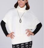 Lady Short Sleeve Knitted Pullover White Sweater Fashion Garment (115EOS7D)