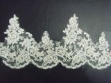 Polyester Beaded Lace Trimming for Wedding Dress