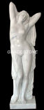White Marble Hand Carved Bathing Girl Sculpture