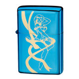Brass Blue Ice Double-Plated Smoking Oil Lighter Xf8011j