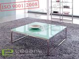 Simple Square Coffee Table - Stainless Steel and Safety Glass -CA361