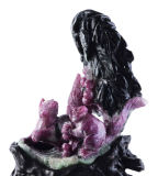 Natural Pure Ruby Squirrel&Grape Carving #Y26, Gemstone &Diamond Carving