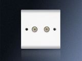 Wall Isolated Coaxial Socket, Twin Outlet