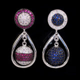 Fashion Costume Jewellery Paved Color CZ Ball Earring