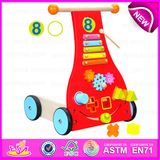 Baby Wooden Walker Wagon or Trolley Toy for Toddler, Wooden Trolley Toddler Wobbler Rabbit Wagon W16e043