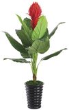 Red Flower Branches Artificial Green Leaves Bonsai Lotus 303