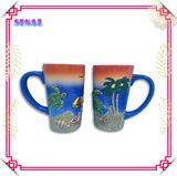 Ceramic Mug/Cup, Turtle Embossed Long Mug, Souvenir, Deco Mug