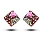 Rose Colorful Crystal Stud Earrings Fashion Accessories