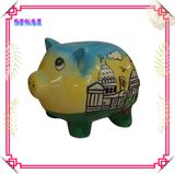 Ceramic Promotional Handpainted Piggy Bank for Souvenir Gifts