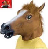 Latex Horse Mask in Brown/Black/White Color