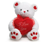 White Bear Plush Toy Stuffed Bear Toy Valentine's Bear Toy with Red Heart