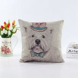 Decorative Faux Linen Transfer Print Cushion Fashion Dog Pillow (LPL-651)