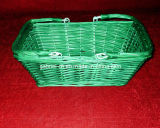 Green Square Willow Basket with Folding Handles (WBS008)