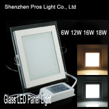 Square Shape Glass Panel LED Light, Ceiling Downlight 18W