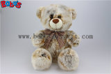 100% Polyester Tie-Dyed Fabric Plush Teddy Bears with Check Ribbon