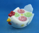 Ceramic Chick Egg Holder, 4 Holes, Egg Stand for Easter Gifts