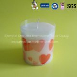 Printed Heart White Wax Pillar Candle