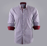 Double Collar Button Down Collar Contrast Fabric Men's Check Shirt Men's Casual Shirt Men's Shirt
