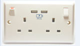 UK Dual USB Wall Socket Outlet Charger 13A 250V