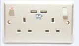 UK Dual USB Wall Socket Outlet Charger 13A 250V