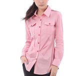 Womens Yarn Dyed Long Sleeves Slim Fit Shirt