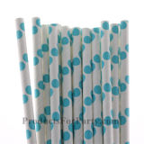 Light Blue Polka DOT Paper Straws for Party Decoration