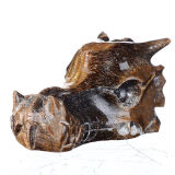 Natural Tiger Eye Carved Dragon Skull Carving #7D94, Crystal Healing