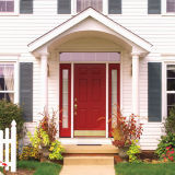 Red Painted 3 Panel Glass Exterior Front Wooden Doors
