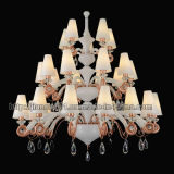 Luxury Hotel Crystal Chandelier Lighting with Glass Shades (S379-15+10+5)