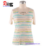 Fashion Stripes Printing Ladies T-Shirts (RKT1312)