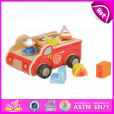 2015 Kids Wooden Mini Car Toy with Blocks, Multifunctional Children Wooden Car Toy, Cartoon Wooden Car Toy with Baby Blocs W12D023