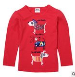 2014 Latest Cute Puppy Embroidered Round Neck Long Sleeve T-Shirt