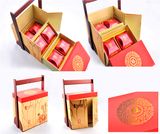 Mooncake Paper Cardboard Packaging Gift / Food Box with Wooden Handle