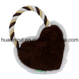 Plush Heart and Cotton Rope Dog Toy
