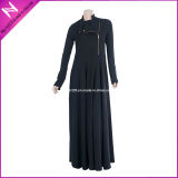 New Islamic Long Zipper Front Maxi Cotton Muslim Abaya Dress