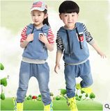 2014 Good Quality Jeans Children Tracksuits Sport Wears