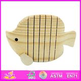 Big 2014 New Painting Kids Wooden Fish Toy, Popualr DIY Children Wooden Fish Toy, Hot Sale Educational Baby Wooden Fish Toy W03A017A