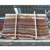 Polished Backlit Onyx Red Marble for Vein Cut
