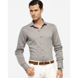 Men's Long-Sleeve Slim Fit Brown Shirt