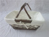 Attractrive Willow and Wire Meshed Basket with Handle