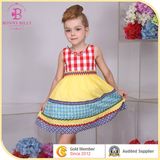 Girl Race Printed Kid Dress, Children Colorful Beaded Frocks