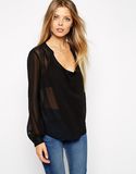 Long Sleeve Fashion Sheer Women Chiffon Shirt (SW-L0266)