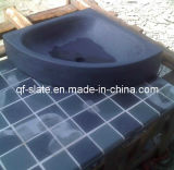 High Quality Natural Black Slate Washbasin for Building (QF-SC15)