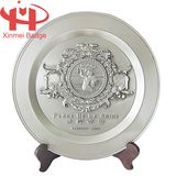 Round Souvenir Metal Plate Wood Holder