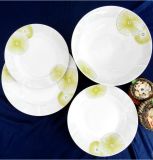 24PCS White Porcelain with Cut Decal Ceramic Dinnerware Set