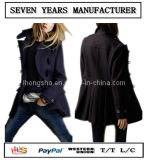 2013 Warm Navy Duffle Wool Women Winter Coat / Jacket (Hsc-112)