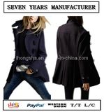 2013 Warm Navy Duffle Wool Women Winter Coat / Jacket (Hsc-112)