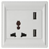British Electrical Schuko Socket Outlet with Dual USB Ports