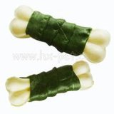 Pet Products, Dog Chews-Bleached Rawhide Pressed Bone Wrapped with Chicken